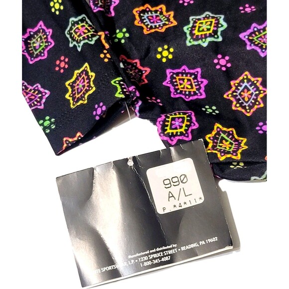 GK Elite AL Scoop Neck Leotard VTG Long Sleeve Adult L Neon Black Geometric NWT - Picture 7 of 9